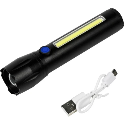 Afbeelding van Hofftech Zaklamp Tactical LED en COB oplaadbaar 141 mm