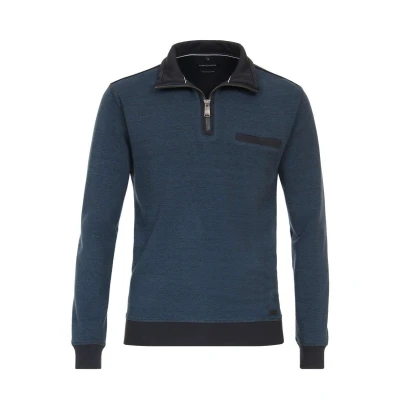 Afbeelding van Casa Moda Halfzip Trui Mid Blauw maat M Heren Schipperstrui met Regular fit Pasvorm Katoen