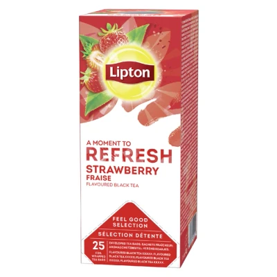 Afbeelding van Lipton Refresh Thee Strawberry doos 25 theezakjes