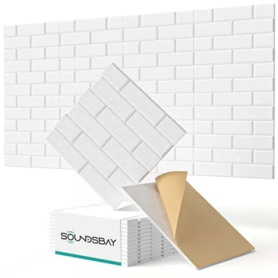 Afbeelding van Soundsbay akoestische panelen zelfklevend, 12 stuks, geluidsisolatie muur hoge dichtheid baksteentype geluidsisolatiepanelen voor behandeling en wanddecoratie 30 x 0,9