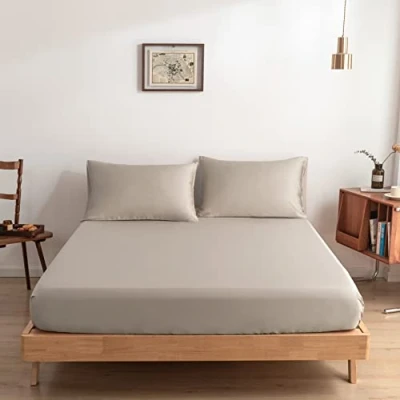 Afbeelding van Boomba Bamboo Premium Hoeslaken 400TC taupe 100% natuurlijk bamboe 180x210x35