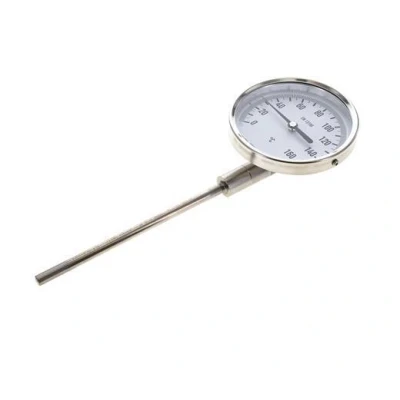 Afbeelding van 0 tot +160C RVS Bimetalen Thermometer 100mm Behuizing 160mm Dompelbuis Onderaansluiting TBLUSH 160 100