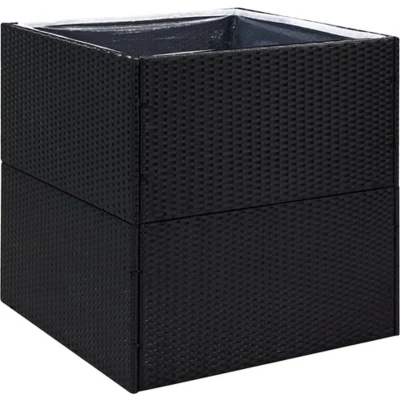 Afbeelding van Plantenbak 80x80x80 cm poly rattan zwart