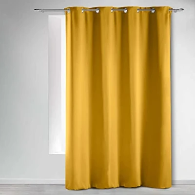 Afbeelding van Douceur d&#039;Intérieur Occult Effen verduisteringsgordijn met oogjes polyester, hete honing, 240x140 cm
