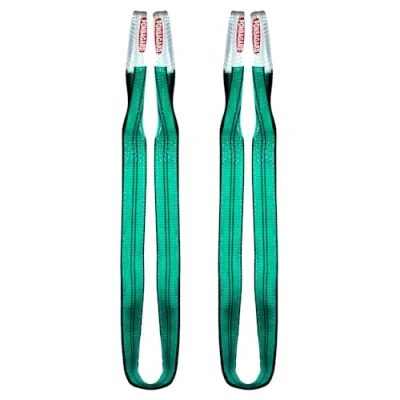 Afbeelding van PONSA. Platte hijsband met lusssen 2000kg 3 Meter Polyester voor zwaar gebruik PONSAGARD gepatenteerd schuur en snijbeschermingssysteem. (Pack 2 St.)
