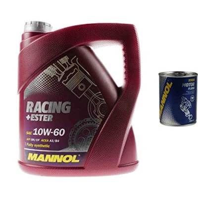 Afbeelding van MANNOL Racing 4L motorolie + ester 10W 60 1x Motor Flush additief