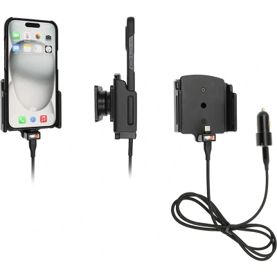 Afbeelding van Brodit houder geschikt voor Apple iPhone 15 / Pro , Actieve verstelbare met 12V USB SIG Plug 70 83mm