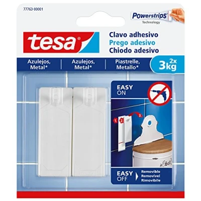 Afbeelding van Tesa 77763 00001 00 spijkers voor tegels en metaal, 3 kg, wit, 2 stuks