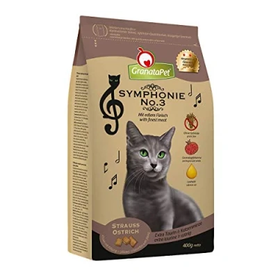 Afbeelding van GranataPet Symphonie No. 3 Struisvogel, droogvoer voor katten, compleet voer zonder granen en suikertoevoegingen, smakelijk kattenvoer, 300 g