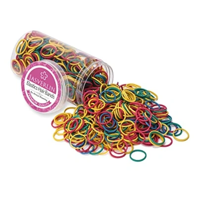 Afbeelding van JASVERLIN 3/4 inch elastiekjes haarelastiekjes, kleurrijk, babyelastiek, haarbanden, paardenstaart, vlechthouder, loom, kleine scrunchies voor dikke vrouwen, meisjes, kinderen, 1000 stuks