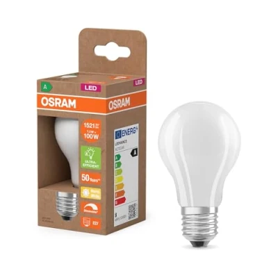 Afbeelding van OSRAM LED lamp Classic A 100 Filament, warm wit, lichtbron, 7,2 W, 1521 lm, 2700 K, E27, mat, dimbaar, energie efficiëntieklasse
