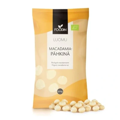 Afbeelding van FOODIN Biologische Macadamia Noten Heel 500g, Noten, Macademia 100% Biologisch, Rauw Voedsel &amp; Onverzadigde Vetten, Topkwaliteit, Glutenvrij Vegan (1x 500 g)