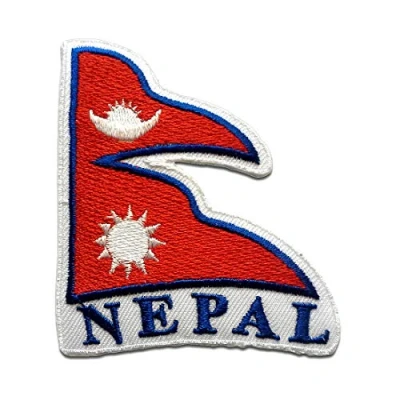 Afbeelding van Lapjes Appliqués Vagebanner van Nepal overdrukplaatjes opzetstukken Applicaties opnaaien opstrijken Lap Patches, Maat: 6,8 x 7,8 cm