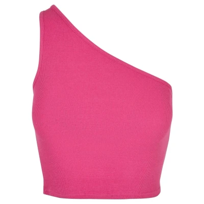 Afbeelding van Urban Classics Cropped Asymmetric Top, Dames, Maat: 3XL, Brightviolet
