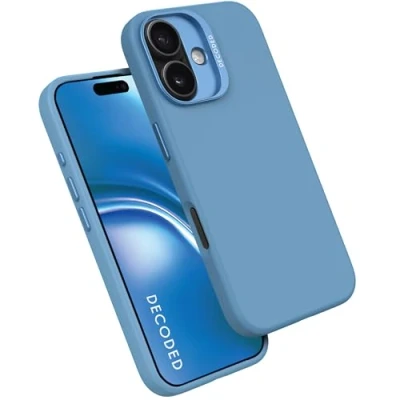 Afbeelding van Apple iPhone 16 MagSafe Hoesje Siliconen en TPU (zacht) Decoded Softcase/Backcover Lichtblauw Telefoonhoesje