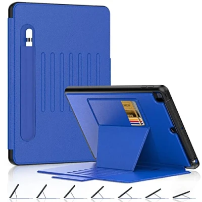 Afbeelding van DAORANGE Hoes voor iPad 9e/8e/7e Generatie, 10.2 Inch 2021/2020/2019, PU Lederen Schokbestendig Magnetisch Cover met Penhouder, 7 hoeks Standaard, Automatisch Wekken/Slapen (Blauw)