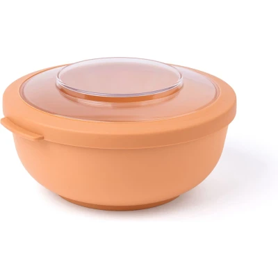 Afbeelding van Amuse Tylla Peach Life Bowl Lunchbox Verhouddoos met Tritan Deksel Perfect afsluitbaar Vaatwas, magnetron, en diepvriesbestendig Oranje 1000 ml