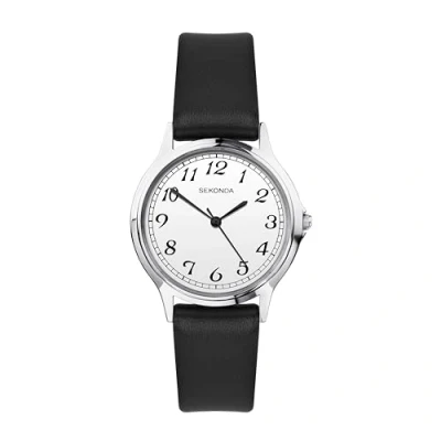 Afbeelding van Sekonda Classic Dames Quartz Gemakkelijk Lezen Horloge met Witte Wijzerplaat Analoog Display en Zwarte Band 2692