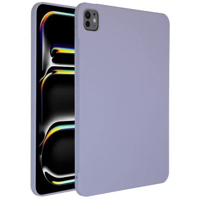 Afbeelding van iPad Pro 11 (2024) M4 Hoes: Accezz Liquid Silicone Backcover met penhouder Softcase,Backcover Lila Siliconen En TPU (zacht) Tablet Hoezen