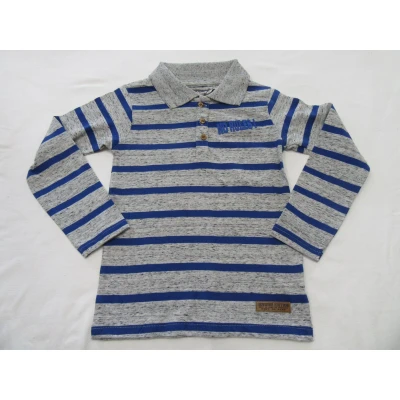 Afbeelding van dirkje , polo shirt grijst / blauw, lange mouw 116 6 jaar