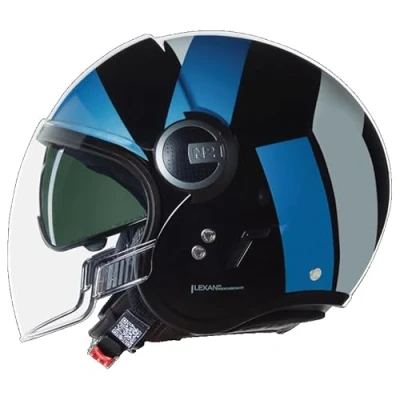 Afbeelding van Nolan N21 Visor 06 Tangente Jet Helm, zwart blauw zilver, afmeting XL voor man
