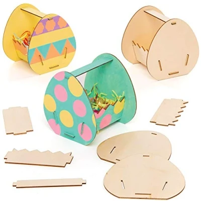 Afbeelding van Baker Ross Mand knutselsets Paas van hout knutselset voor kinderen (4 stuks)