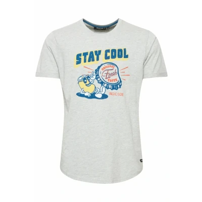 Afbeelding van Indicode Jeans Daniel Tshirt print, Heren, Maat: Small, Light grey mix