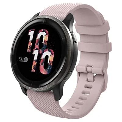 Afbeelding van MoKo Strap Compatible with Garmin Vivoactive 4S/Venu 3S/Venu 2S/Forerunner 265S/255S/255S Music/Vivomove 3S, 18mm Soft Silicone Replacement Watch Band Sport Wristband, Rose Pink