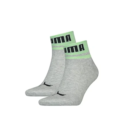Afbeelding van PUMA Unisex New Heritage Quarter Hosiery, Grey Melange/Neon Green, 39/42, Grijs 39/42 EU