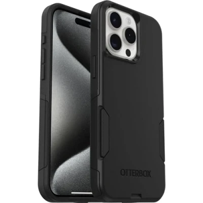 Afbeelding van OtterBox Commuter Case voor iPhone 15 Pro Max, Schokbestendig, Valbestendig, Robuust, Beschermhoes, 3x getest volgens militaire standaard, Zwart, Zonder Verpakking