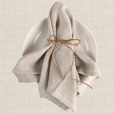 Afbeelding van Set van 6 stoffen servetten, 40 x cm, beige premium herbruikbare tafeldecoratie voor bruiloft, verjaardag, feest, diner, café, restaurant