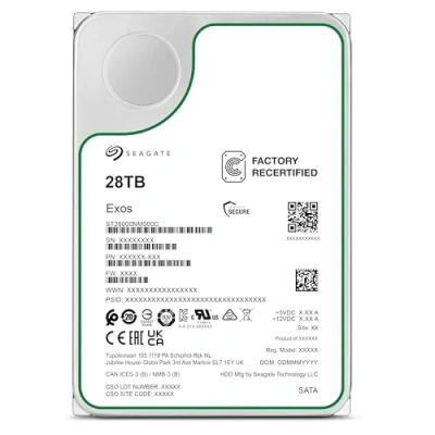 Afbeelding van Seagate Exos 28TB interne server harde schijf ST28000NM000C 3,5 inch HDD SATA 6 Gb/s 7200RPM 512MB cache (Refurbished)