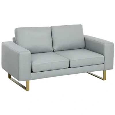 Afbeelding van HOMCOM Sofa 2 Sitzer Couch mit Armlehne Doppelsofa Modern Polstersofa Leinenoptik, Kissen für Schlafzimmer Wohnzimmer, 145 x 82 78 cm, Dunkelgrau