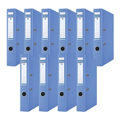 Afbeelding van DONAU Premium Folder Slim Pack van 10 / DIN A4 5 cm stuks/blauw/kunststof omslag PP/karton papier sleufmap kantoormap ringmap/groene stip