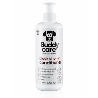 Afbeelding van Buddycare Black Cherry Dog Conditioner, 500 ml, zwarte kersengeur, hondenspoeling met aloë vera en pro vitamine B5