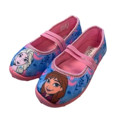 Afbeelding van DISNEY Frozen pantoffels voor meisjes van 2 tot 8 jaar, warme met Anna en Elsa motief, comfortabele schoenen kleuterschool, ijskoningin, vrijetijdsschoenen glitter, ideaal