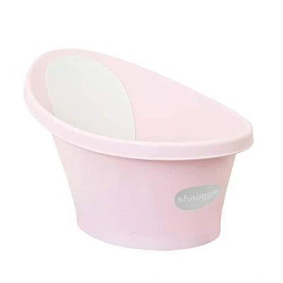 Afbeelding van Shnuggle SBP RSE EUR Babykuip voor baby&#039;s tot 12 maanden met deksel op de bodem, roze witte rugleuning 1,2 kg