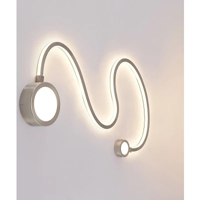 Afbeelding van Lindby LED wandlamp met dimmer 1licht metaal, aluminium H: 40 cm nikkel Inclusief lichtbron