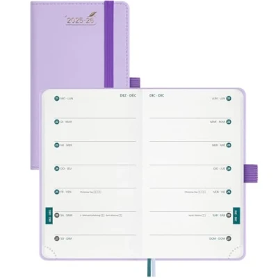 Afbeelding van BEZEND 18 maands Zakagenda 2025 2026 Klein (25 Juli Dec 26), Kalender 25/26 Weekplanner A6 1 Week 2 Pagina&#039;s met Kolommen, Afsprakenplanner Hardcover, Purper