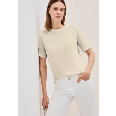 Afbeelding van Cecil Tshirt basic, Dames, Maat: XS, Beige