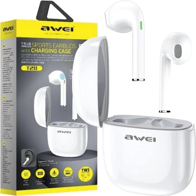Afbeelding van AWEI Bluetooth 5.0 T28 TWS hoofdtelefoon + dockingstation wit/wit
