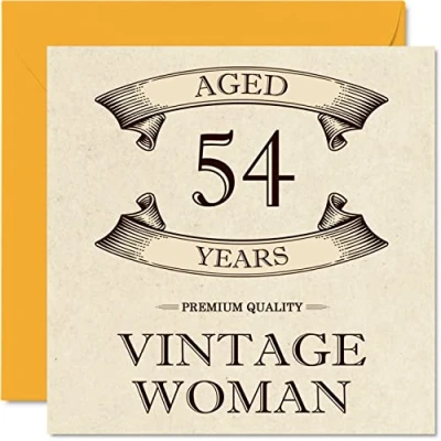 Afbeelding van Vintage 54e verjaardagskaarten voor vrouwen leeftijd 54 jaar leuke verjaardagskaart mama zus vrouw vriendin oppas oma tante, 145 mm x dames wenskaarten,
