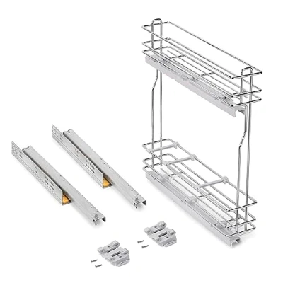 Afbeelding van Emuca Flessenrek uitschuifbaar SupraMax met zachte sluiting, 150mm, Verchroomd, Staal