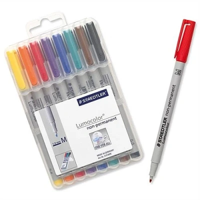Afbeelding van Staedtler Lumocolor 315, ohp marker, non permanent, 1,0 mm, box van 8 stuks in geassorteerde kleuren marker