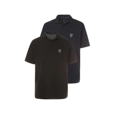 Afbeelding van JP 1880, Heren grote maten, poloshirts, verpakking van 2 stuks, zwart, 7XL