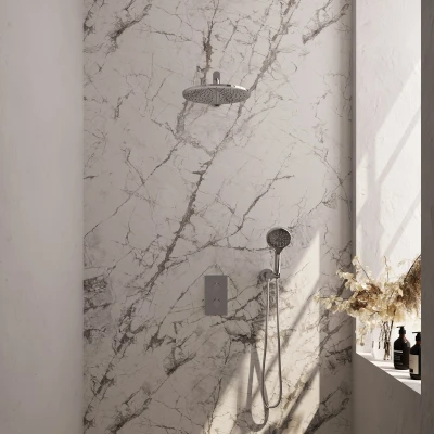 Afbeelding van Brauer Chrome Edition Regendoucheset inbouw hoofddouche 30cm gladde knop handdouche Rond 3 standen chroom Minimalistisch design