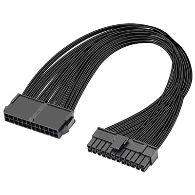 Afbeelding van GELRHONR 24Pin PSU verlengkabel, moederbord ATX 24 pins (20+4) mannelijk naar vrouwelijk verlengkabel 1ft