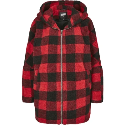 Afbeelding van Urban Classics Halflange jas, Dames, Maat: 4XL, Red/black