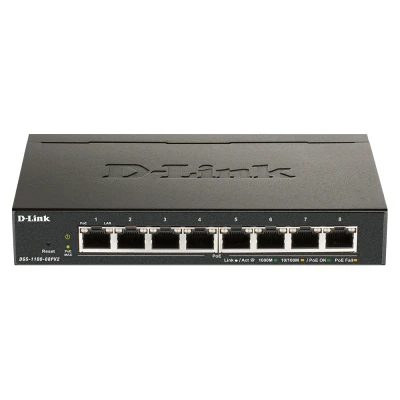 Afbeelding van D Link DGS 1100 08PV2 Managed L2/L3 Gigabit Ethernet (10/100/1000) Power over (PoE) Zwart