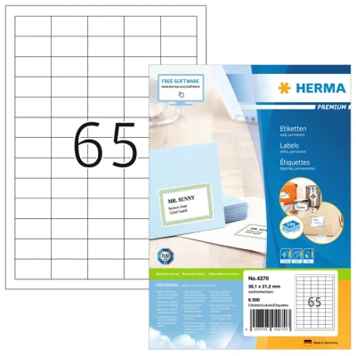 Afbeelding van Etiket HERMA 4270 38.1x21.2mm premium wit 6500stuks